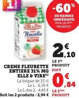 Hyper U Creme fleurette produit entiere elle & vire offre