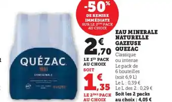 Hyper U Eau minerale naturelle gazeuse quezac offre