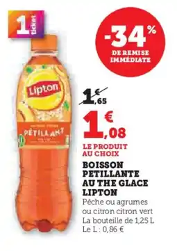Hyper U Boisson petillante au the glace lipton offre