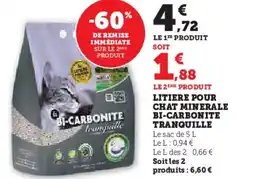Hyper U Litiere pour chat minerale bi-carbonite tranquille offre