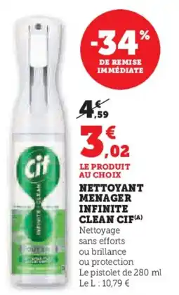 Hyper U Nettoyant menager infinite clean cif offre