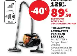 Hyper U Aspirateur traineau sans sac offre