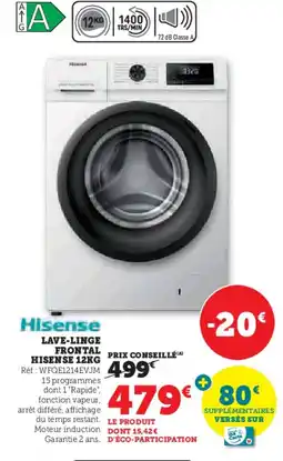 Hyper U Lave-linge frontal hisense 12kg offre