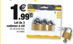 Bazarland FX Tools Lot de 3 cadenas à clé offre