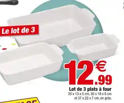 Bazarland Le Lot de 3 plats à four offre