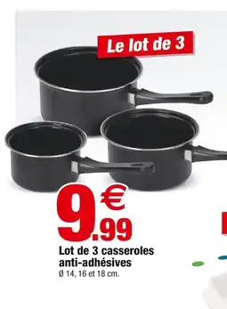 Bazarland Lot de 3 casseroles anti-adhésives offre