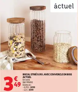 Auchan ACTUEL Bocal strié avec couvercle en bois offre