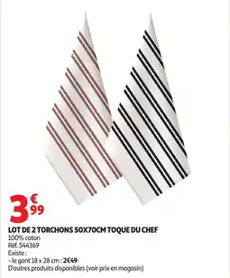 Auchan Lot de 2 torchons 50x70cm toque du chef offre