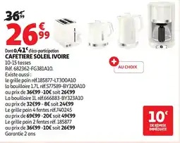 Auchan Cafetiere soleil ivoire offre