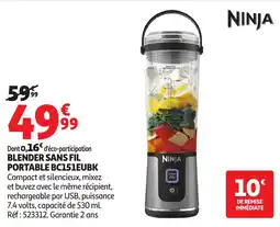 Auchan Blender sans fil portable bc151eubk offre