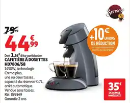Auchan Cafetière à dosettes hd7806/58 offre