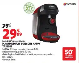 Auchan TASSIMO Machine multi-boissons happy tas103e offre