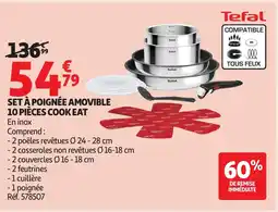 Auchan TEFAL Set à poignée amovible 10 pièces cook eat offre