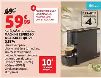 Auchan QILIVE Machine espresso a capsules q.5574 offre