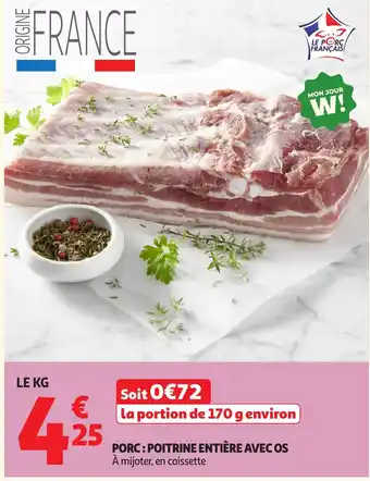 Auchan Porc: poitrine entière avec os offre
