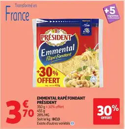 Auchan PRESIDENT Emmental rapé fondant offre