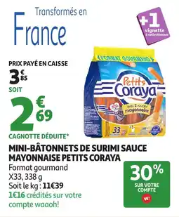 Auchan CORAYA Mini-bâtonnets de surimi sauce mayonnaise petits offre