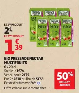 Auchan PRESSADE Bio nectar multifruits offre