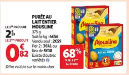 Auchan MOUSLINE Purée au lait entier offre