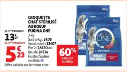 Auchan PURINA ONE Croquette chat stérilisé au boeuf offre