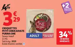 Auchan Croquettes petit chien adulte purina one offre