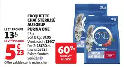 Auchan Croquette chat stérilisé au boeuf purina one offre