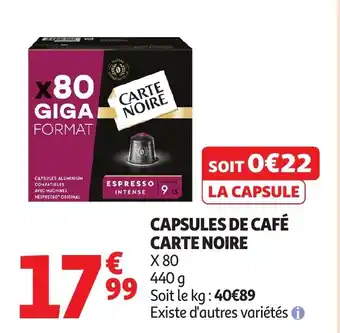 Auchan CARTE NOIRE Capsules de café offre