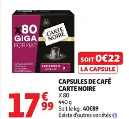 Auchan Capsules de café carte noire offre
