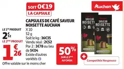 Auchan AUCHAN Capsules de café saveur noisette offre