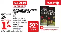 Auchan Capsules de café saveur noisette auchan offre