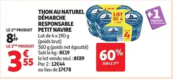 Auchan PETIT NAVIRE Thon au naturel démarche responsable offre