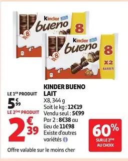 Auchan KINDER Bueno lait offre