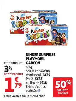 Auchan KINDER Surprise playmobil garcon offre