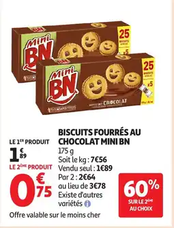 Auchan MINI BN Biscuits fourrés au chocolat offre