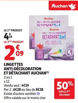 Auchan Lingettes anti-décoloration et détachant auchan offre