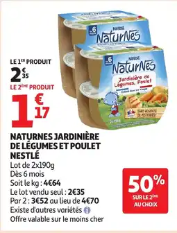 Auchan Naturnes jardinière de légumes et poulet nestlé offre