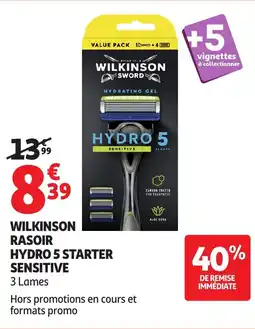 Auchan Wilkinson rasoir hydro 5 starter sensitive offre