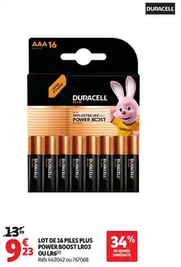 Auchan Lot de 16 piles plus power boost lr03 ou lr6 offre