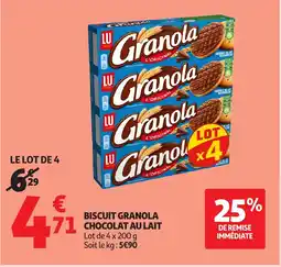 Auchan Biscuit granola chocolat au lait offre