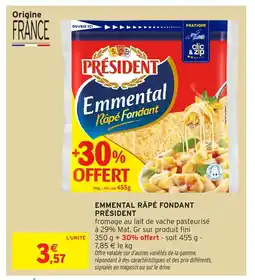 Intermarché Express PRÉSIDENT Emmental râpé fondant offre