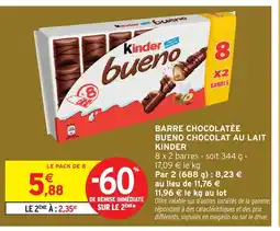 Intermarché Express KINDER Barre chocolatée bueno chocolat au lait offre