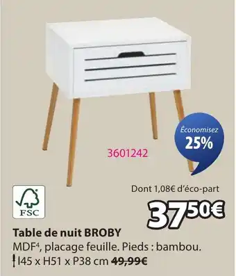 JYSK BROBY Table de nuit offre