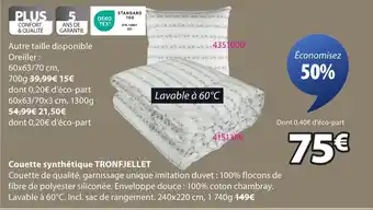 JYSK TRONFJELLET Couette synthétique offre