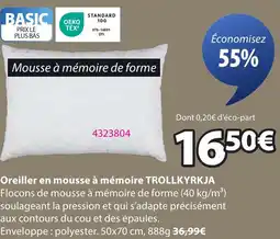 JYSK TROLLKYRKJA Oreiller en mousse à mémoire offre