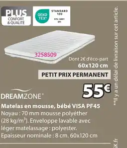 JYSK VISA PF45 Matelas en mousse, bébé offre
