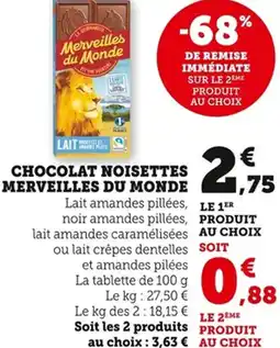 Bi1 Chocolat noisettes merveilles du monde offre