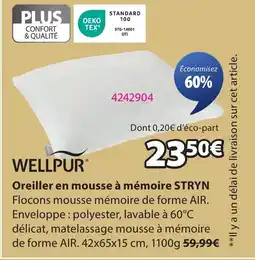 JYSK STRYN Oreiller en mousse à mémoire offre