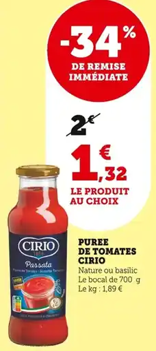 Bi1 Puree de tomates cirio offre