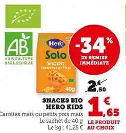 Bi1 Snacks bio hero kids offre