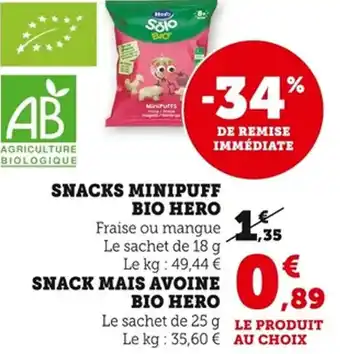 Bi1 Snacks minipuff bio hero offre